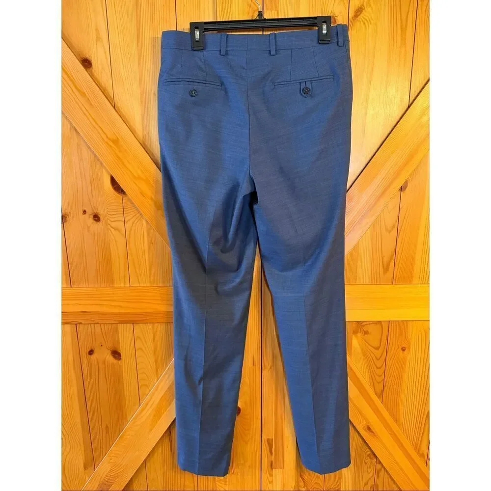 Cremieux Traveler Men’s Blue Chambray Wool Blend Dress Pants Size 32R (6740)